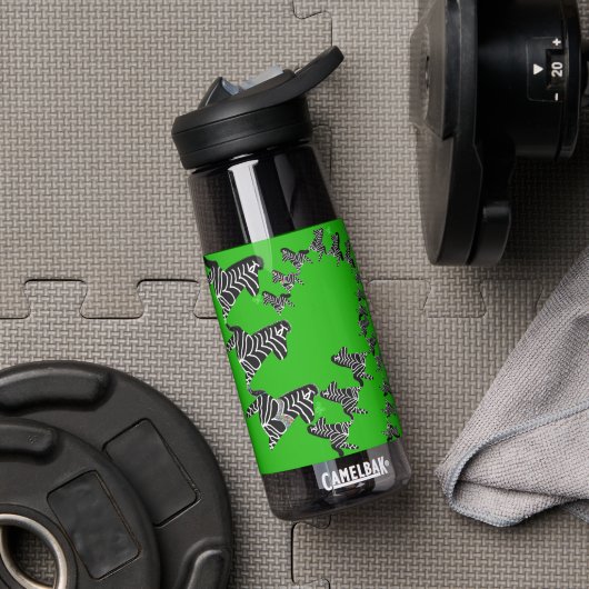 Moderne wilde groene zebra waterfles (Sportschool (Gedraaid) )
