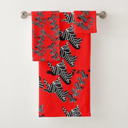 Moderne wilde rode zebra bad handdoek (Insitu)