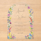 Moderne Wildflower Arch Boho Bruiloft Acryl Uitnodigingen (Voorkant)