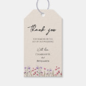 Moderne Wildflower Beige bruiloft Dank u Cadeau La Cadeaulabel (Voorkant)