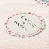 Moderne Wildflower Beige bruiloft Kartonnen Onderzetters (Gekanteld)