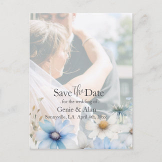 Moderne Wildflower Bewaar de datumfoto Briefkaart