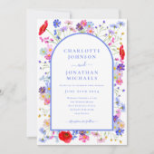 Moderne Wildflower Blauwe Boog Website QR Code Kaart (Voorkant)