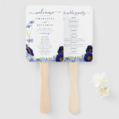 Moderne Wildflower Blauwe Bruiloft Dag Handwaaier (Voorkant en achterkant)