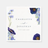 Moderne Wildflower Blauwe Bruiloft Servet (Voorkant)