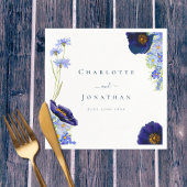 Moderne Wildflower Blauwe Bruiloft Servet