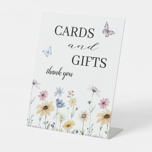 Moderne Wildflower Bloemen Trouwkaarten & Geschenk Reclamebord Met Voetstuk (Voorkant)