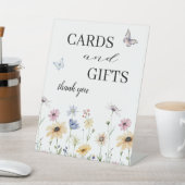 Moderne Wildflower Bloemen Trouwkaarten & Geschenk Reclamebord Met Voetstuk (Insitu)