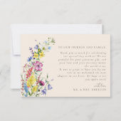 Moderne Wildflower Bloemen Waterverf Bruiloft Bedankkaart (Achterkant)