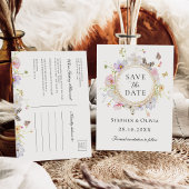 Moderne Wildflower Bloemenkrans Save the Date Aankondigingskaart