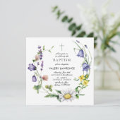 Moderne Wildflower Boho doop Kaart (Staand voorkant)