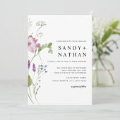 Moderne Wildflower bruiloft uitnodiging (Staand voorkant)