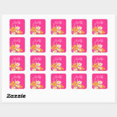 Moderne Wildflower Custom Monogram Vierkante Sticker (Vel)