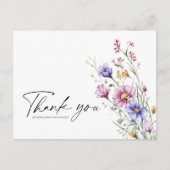 Moderne Wildflower Floral Elegant Bruiloft Dank u Briefkaart (Voorkant)