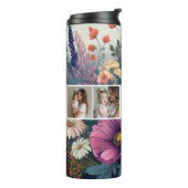 Moderne Wildflower Fotocollage – Beste Mam Gift Thermosbeker (Gedraaid links)