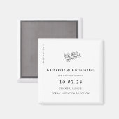 Moderne Wildflower Line Art Save the Date Magneet (Voorkant / Achterkant)