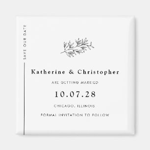 Moderne Wildflower Line Art Save the Date Magneet