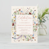 Moderne Wildflower Memorial Viering van het Leven Kaart (Staand voorkant)