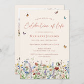 Moderne Wildflower Memorial Viering van het Leven Kaart (Voorkant / Achterkant)