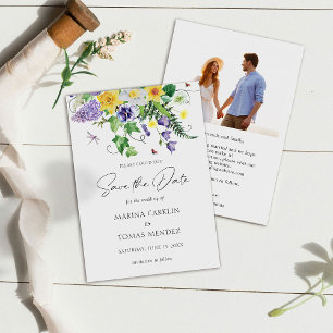 Moderne Wildflower Sla de datum op Save The Date