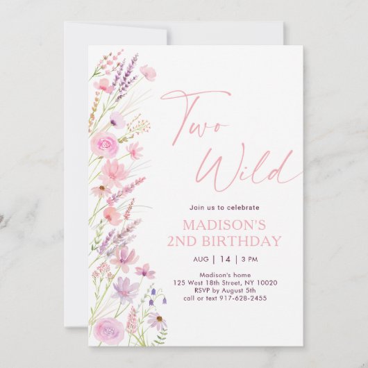 Moderne Wildflowers 2e verjaardag Kaart (Voorkant)
