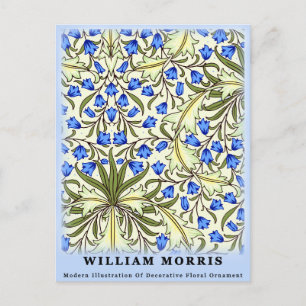 Moderne William Morris Blauwe Bloem Bladeren Briefkaart