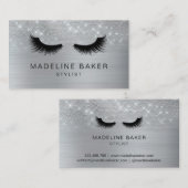 Moderne wimpers make-up zilveren glitter wimpers visitekaartje (Voorkant / Achterkant)