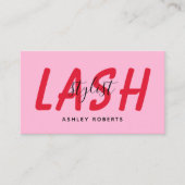 Moderne wimperstyliste rood roze visitekaartje (Voorkant)