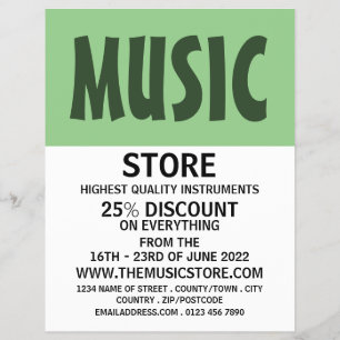 Moderne winkel voor muziekinstrumenten flyer