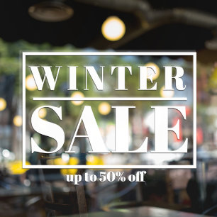 Moderne winkelraam winteruitverkoop raamsticker