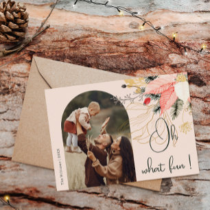 Moderne Winter Bloemen Roze Oh Wat leuk Een Foto Feestdagenkaart