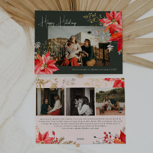 Moderne Winter Bloemen Vier Foto Happy Holiday Kaa Feestdagenkaart