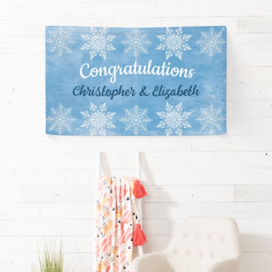 Moderne winter gefeliciteerd Verloving bruiloft Spandoek (Insitu)