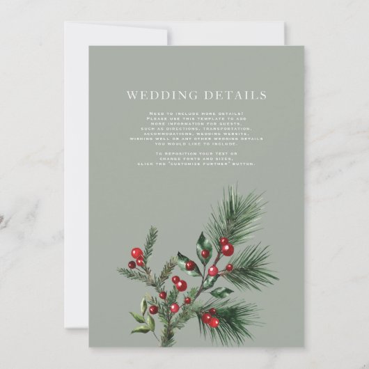 Moderne Winter Greenery Kerst bessen bruiloft Kaart (Achterkant)
