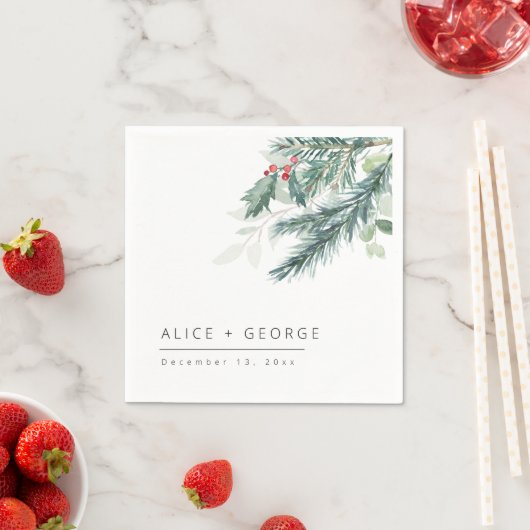 Moderne winter groen bruiloft servet (Insitu)