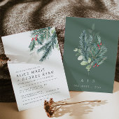 Moderne winter groen bruiloft uitnodiging