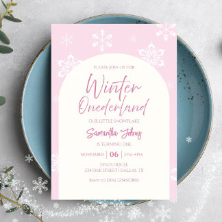 Moderne Winter Onze kleine sneeuwvlok 1e verjaarda Kaart