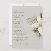 Moderne Winter Pine Beige Elegante bruiloft Kaart (Voorkant)