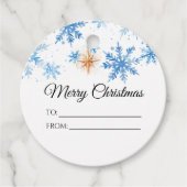 Moderne Winter Sneeuwvlok Vrolijk Kerstfeest Bedankjes Labels (Voorkant)
