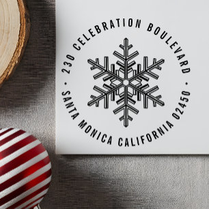 Moderne Winter Snowflake Terugkeeradres Rubberstempel