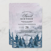 Moderne Winter Watercolour Bos Blauwe Uitnodiging (Voorkant / Achterkant)