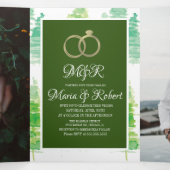 Moderne Winter Waterverf Dennenbomen Trouwfeest Drieluik Uitnodiging (Binnenkant midden)