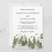 Moderne winter waterverf groen bos met sneeuw kaart (Voorkant)