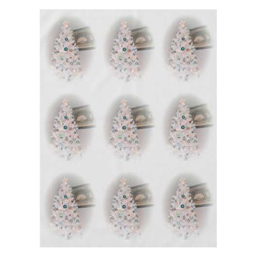 Moderne winter witte kerstboom tafelkleed (Voorkant)