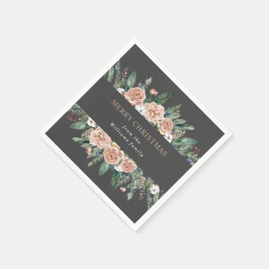 moderne winterbloemrijke kerstpapieren luiers servet (Hoek)