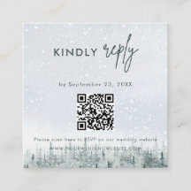 Moderne Winterbos Bruiloft RSVP Kaart