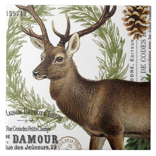 moderne  winterherten tegeltje (Voorkant)