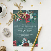 Moderne wintermarinier Red Floral Kerstmis Open Ho Kaart