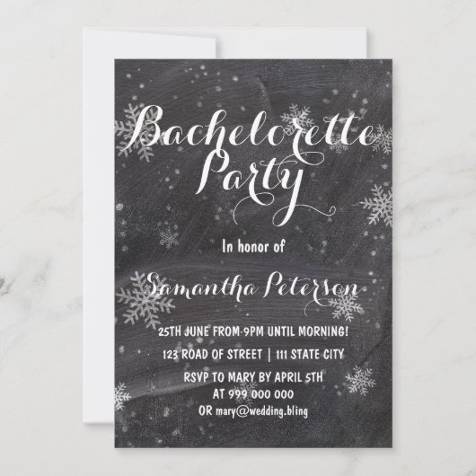 Moderne wintersneeuwkbordfeest kaart (Voorkant)