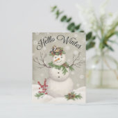 moderne  wintersneeuwman briefkaart (Staand voorkant)